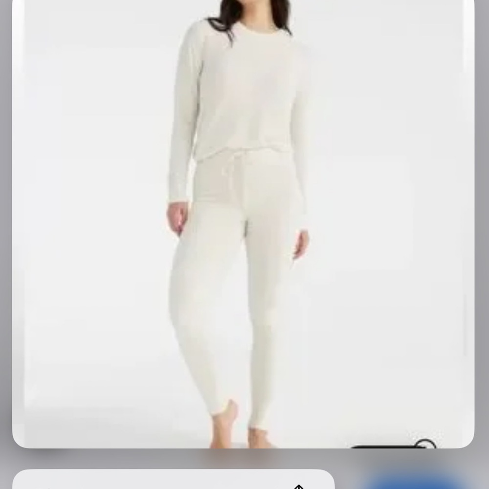Knix Cozzzy lounge set size L crew neck cuffed pant winter white... - Picture 5 of 15